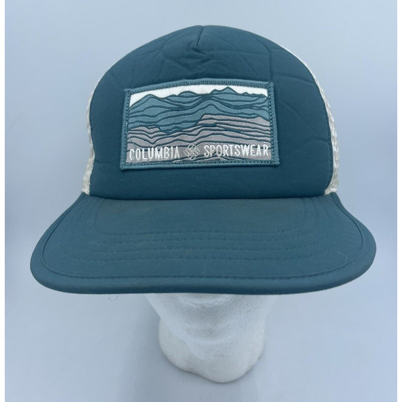 Columbia Sportswear Hat Cap Strapback Flexfit 110 Patch Blue White OSFA READ - Picture 1 of 11